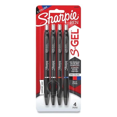Workstationpro S-Gel High-Performance Bold Retractable Gel Pen, Assorted Color, 4PK TH3761237